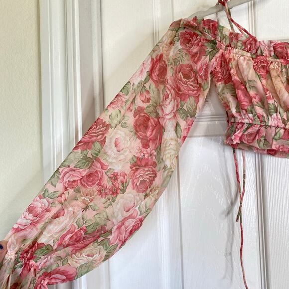 ALAMOUR Shailee Flare Skirt Set Rose Floral Pink Size Medium Romantic Girly - Picture 6 of 14